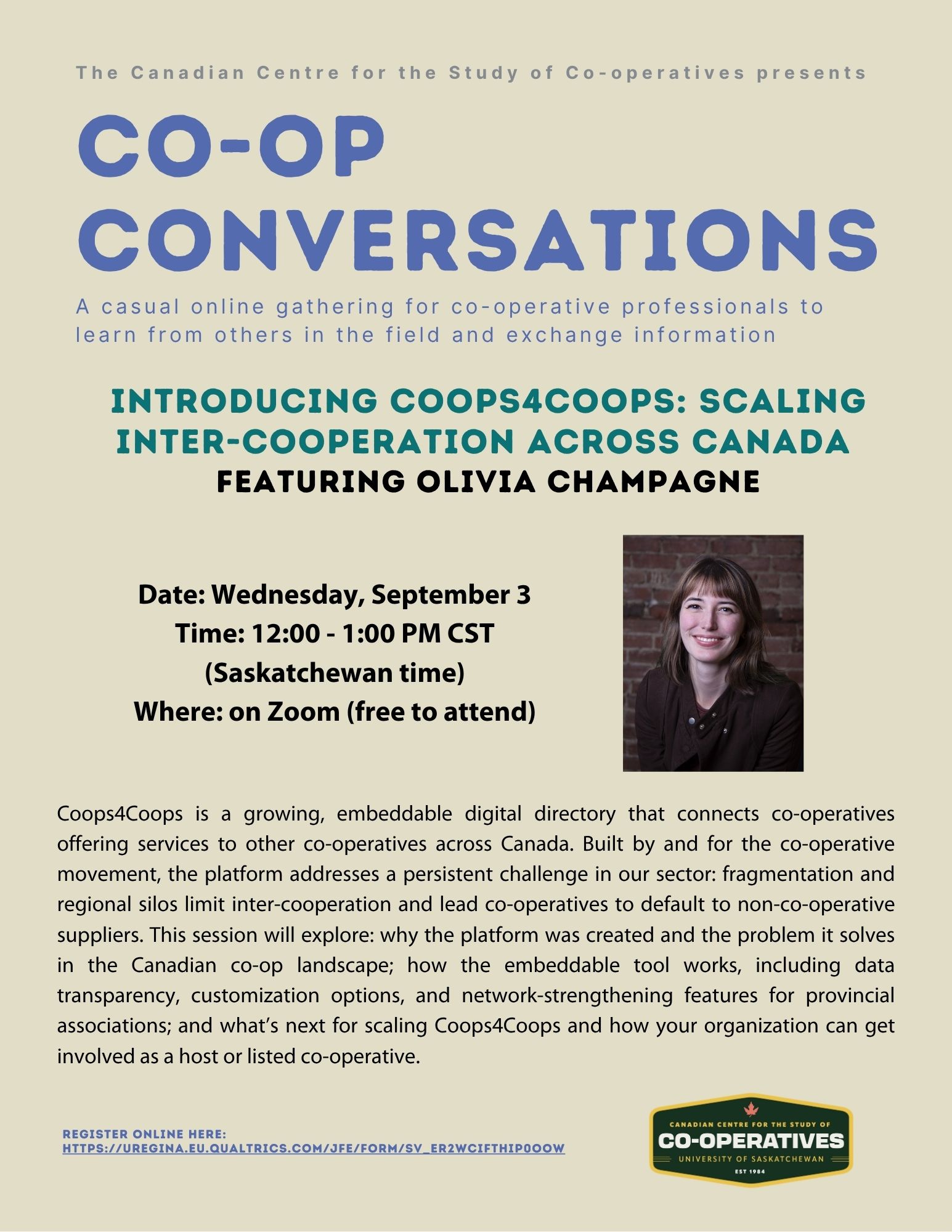 Co-op Conversation featuring Olivia Champagne event poster