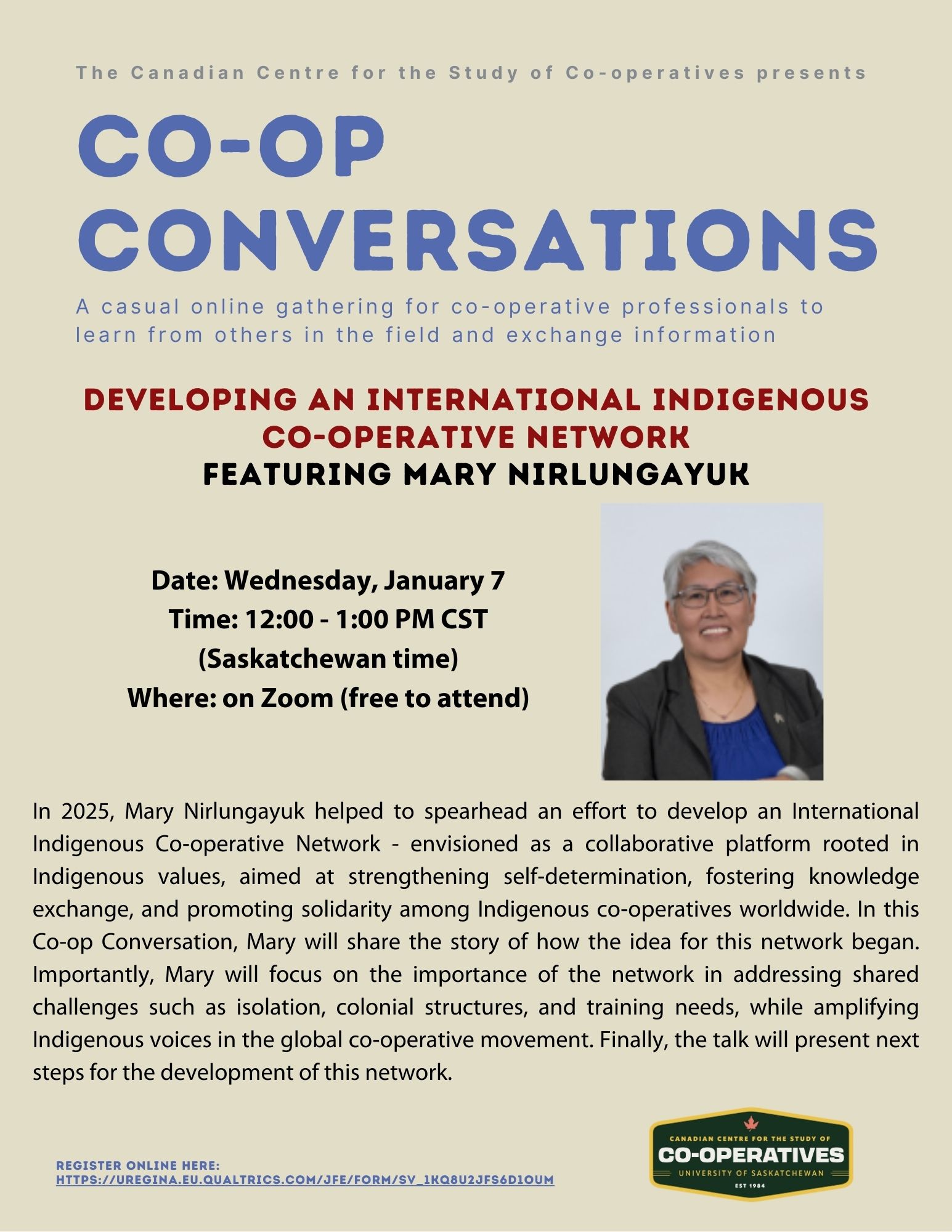 Poster: Co-op Conversation featuring Mary Nirlungayuk