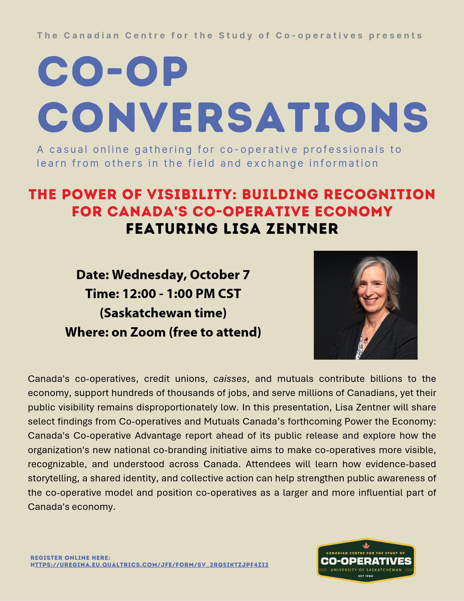 Co-op Conversation Poster featuring Lisa Zentner Poster
