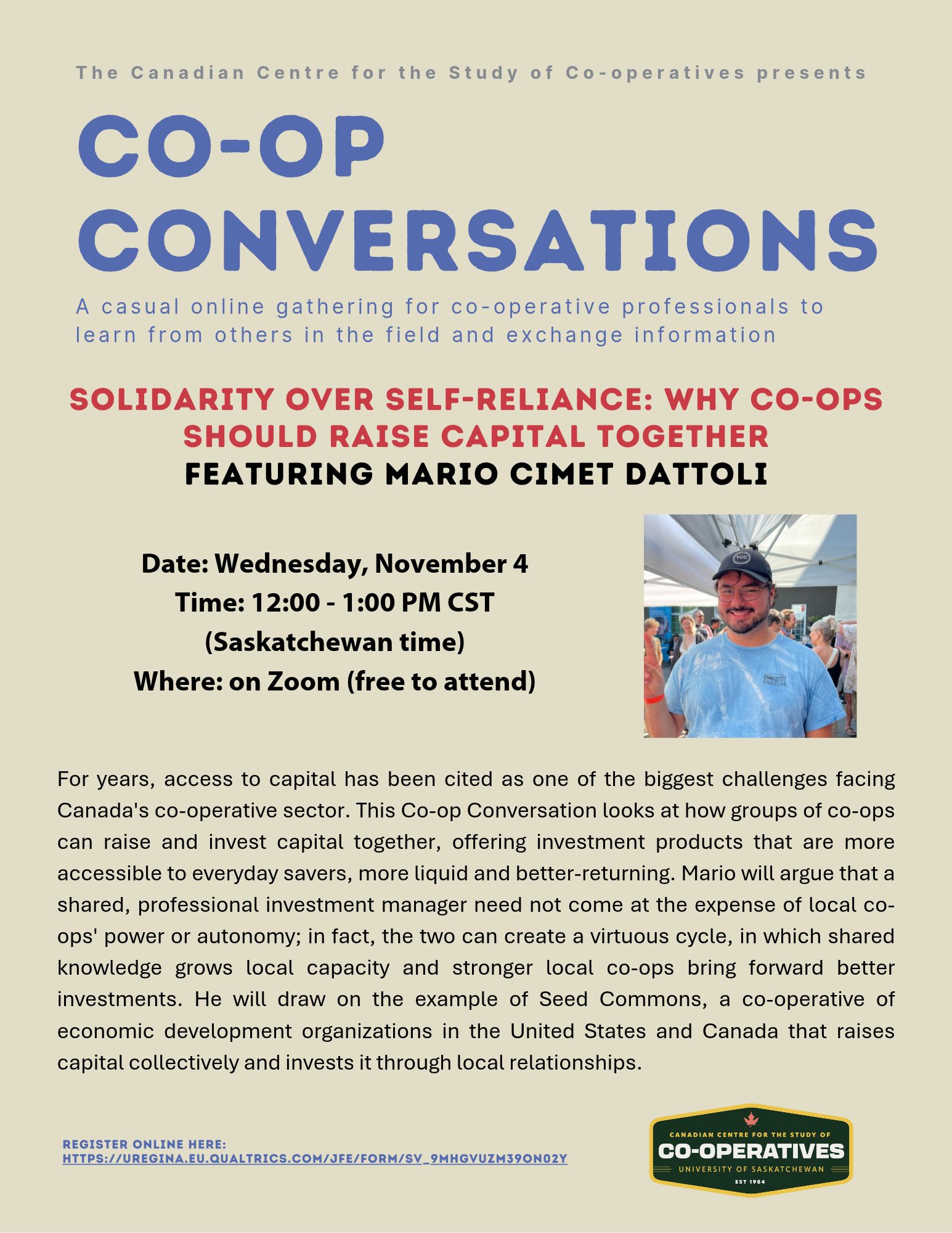 Co-op Conversation featuring Mario Cimet Dattoli poster